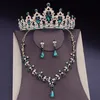 Alta qualidade moda cristal casamento conjuntos de jóias de noiva mulheres noiva tiara coroas brinco colar acessórios 240202