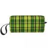 Sacs de cosmétiques Luxury Black Tartan Plaid Makeup Sac Femme Organisateur de voyage Cute Géométrique Gingham Vérification Texture Théorie de stockage