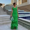 Casual Kleider Quaste Stricken Ärmelloses Kleid Frauen Grün Sexy Backless U-neck Lange Weibliche 2024 Sommer Mode Strand Urlaub Dame vestido