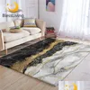 Tapetes Blessliving Tapete de área de luxo para sala de estar Gold Glitter Centro de Mármore Preto Cinza Moderno Quarto Tapete 122x183cm Drop Ship Dhrgu