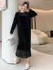 Casual klänningar långärmad överdimensionerad svart sammet spets vintage för kvinnor lösa vårens höstklänning eleganta kläder 2024