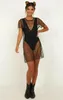 Party Dresses Women Sexig badkläder Bikini Cover -Ups Beachwear Sequined Sparky Mesh Sheer Dress See Through Stars Bathing Suit Swimsuit