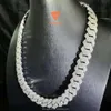 2024 PASS Diamante Teste VVS Moissanite 20mm Logo Solid Silver Chain Chain Chain de Hip Hop Jóia de Hip Hop Pop Pop