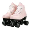 Flashing Roller Skates Shoes Outdoor Sports Double Row Skates Quad 4 Wheels Skating Rink Sliding Training Unisex Kids Adult Gift240129