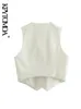 KPYTOMOA Vrouwen Mode Voorste Knop Asymmetrisch Vest Vintage V-hals Mouwloos Vrouwelijke Bovenkleding Chic Vest Tops 240125