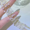 23020302 Kadın Mücevherleri İnci Bileklik Zinciri Bileklik Tatlı Su 3-4mm Çok Çift İki Set AU750 Yellpw Altın Ayarlanabilir Klasik Yıldızlar Hediye Fikri