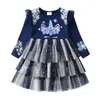 Mädchen Kleider DXTON Kinder Weihnachten Kleid 2024 Schneeflocke Jahr Kleinkind Party Vestidos Winter Cartoon Langarm Mädchen Prinzessin