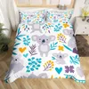 Set biancheria da letto Set copripiumino Koala Bambini Simpatici animali con stampa Ragazzi Ragazze Arcobaleno Farfalla Consolatore Letto con fiori floreali