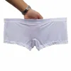 Mutande da uomo Boxer trasparenti trasparenti sexy Intimo Pantaloncini in rete Tronchi Palestra Sport Abbigliamento da mare Comfort Costume da bagno casual