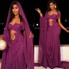 2024 Aso Ebi Purple Mermaid Prom jurk kristallen chiffon avond formeel feest tweede receptie verjaardag verlovingsjurken jurken jurken robe de soiree zj103