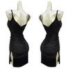 Stage Wear Summer Latin Dance Dress Donna Sexy Coulisse Nero Frangia Rumba per adulti Vestiti Club Salsa Practice DNV18404