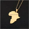 Hanger Kettingen Heren Afrika Kaart Ketting Roestvrij Staal Kaarten Gouden Kettingen Hip Hop Mode-sieraden Voor Vrouwen Man Will en Sandy Dro Dhxom