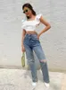 Blouses pour femmes 2024 Summer Crop Tops Femmes Volants Sans manches Col carré Dos nu Cravate et Casual Sexy Chemises élégantes Femme