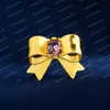 Plated Gold Bow Brooch Collar Pin Copper Decoration Chest Flower Anti Glare Cardigan Pin Buckle Versatile Decoration Accessories