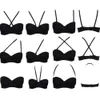 YANDW Nude Preto Branco Autoadesivo Magia 12 Copos Suave Push Up Halter Strapless Sexy Bras Mulheres 70 75 80 85 90 A B C D 240201