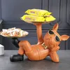 Statue de chien en résine, décoration de salle, Sculpture de majordome avec 2 plateaux pour le stockage, Figurine de bouledogue français, décoration de maison, ornements de table 240125