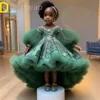 2024 Royal Green Printed Flower Girl Dresses Ball Gown Tulle Tiers Pearls Beaded Luxurious Little Girl Christmas Peageant Birthday Christening Tutu Dress Gowns ZJ4