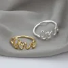 Romantische Brief Liebe 14 k Gold Ring Für Frauen Geometrische Kreative Finger Ringe Engagemen Hochzeit Paar Schmuck Geschenk