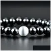 Pulsera de hematita magnética con cuentas Punto de piedra blanca Hebras Pulsera Brazalete Brazalete para mujeres Joyería Powerfashion Will y Sandy DHS6Z