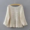 Giacche da donna Donna Flare Maniche a 3/4 Kimono Cardigan Scava fuori Crochet lavorato a maglia scozzese in pizzo ritagliato per giacca Protezione solare Bea