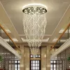 Lustres Grande Contemporâneo El Lobby Hall Ballroom Long Height K9 Cristal Modern Lighting Chandelier