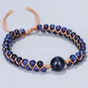 Link Bracelets Handmade DIY Natural Stone Charm Warp Bracelet Blue Tiger Eye Beads String Braided Yoga Bangle Jewelry