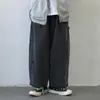 Mäns jeans japansk stil manlig casual byxor grå svart löst passande orolig 2024 bred ben denim jogger kläder