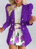 Lente lange mouw effen kleur jas met minirok tweedelig pak tailleur femme blazer en set jurk 240202