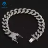 Bijoux fins offre spéciale 15mm Bracelet de chaîne cubaine de luxe 925 Bracelet en Moissanite en argent Bracelet de chaîne à maillons cubains