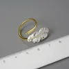 LOTUS FUN 18K ZŁOTA ZŁOTE Luksusowe luksusowe vintage długie pierścionki z piór gęsi dla kobiet prawdziwe 925 Srebrne randki Fine Jewelry 240119