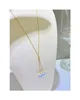 23020404 Kvinnors pärlsmycken Lång halsband Akoya 7-8mm grå sjöjungfru Pearl Long Au750 Gulguld 18K Double Pendant Charm Chain Classic måste ha presentidé