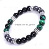 Perlé Colorf Teal Tiger Eye Strand Bracelet Hématite Bracelets En Pierre Naturelle Bracelet Pour Hommes Femmes Bijoux De Mode Drop Livraison Dhksu