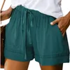 Kvinnors shorts byxor Kvinnor Casual Comfy midja Löst fickstorlek Takstring Elastiska korta kompressionsstrumpor för kvinnor