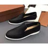 جلد الجلد من جلد الغزال Loro Walk Shoes أحذية رياضية فاخرة Nubuck Lock Designer Flats Slip-on Dress Shoe Women Women Walking Size 36-46