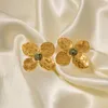 Kolczyki stadnina młodzieżowy African Turquoise cztery płatki kwiat ze stali nierdzewnej 18 -krotnie złota wodoodporna biżuteria