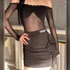 Stage Wear Women Samba Tango Latin Dance Clothes Mesh Sleeved Competition Top Skirts Adults Performance Dancing Costumes SL9638