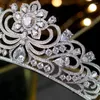 Grampos de cabelo vintage headpieces cristal brilhante grande zircão coroa nupcial cz tiara acessórios de casamento noiva jóias presente da dama de honra