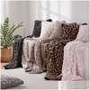 Blankets Half Sides Fleece Boho Style Sonic Stitch Blanket For Child Home Leopard Print Plaid Throw Bedspreads 231019 Drop Delivery Dhtg7