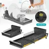 Kitchen Storage 1PCS Dish Drying Rack Utensils Drainer With Drain Basket Countertop Dinnerware Organizer