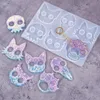 DIY droppande epoxihartsring Set Key Chain Cat Claw Defense Skeleton Mirror Silicone Mold Eiyo