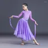 Scene Wear Arrival Ballroom Dresses Girls Spring Waltz Dancing Competition Costume Spets Long Sleeve Stitching Performance VDB5660