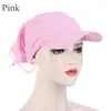 Visières Mode Femmes Bord Cap Pare-Soleil Avec Turban Pré-Noué Casquettes Foulard Hijab Couleur Pure Musulman Plage Femme Chapeau En Plein Air