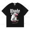 Rhude Mens Designer T-shirt Top Craft Summer Fashion Designer T-shirts Street Casual Manches courtes Style de plage T-shirt Coton Imprimé Rhude Shirt