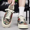 2023 Fashion Printed Mens Canvas Sneakers Breathable Flat Skateboarding Shoes Men Nonslip Sports Zapatillas De Skate 240202