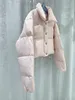 Women's winter coat pink fashionable design M brand loose daily wear American retro warm white duck down material down jacket