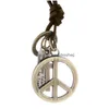 Pendant Necklaces Love World Peace Necklace Letter Id Ring Cross Charm Adjustable Chain Leather For Women Men Fashion Jewelry Gift D Dh8Hv