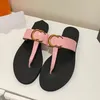 Läder thong sandaler flip flops tofflor sandles för kvinnliga designer tå post sandal tofflor lägenheter t rem vippflops glider sandal bekväma sommar casual skor