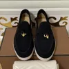 Designer Casual Shoes Loro Mens Loafers Summer Charms Walk Suede Black Pink Navy Bule Beige Yellow Womens Sport Sneakers Trainers Chaussure Schuhe