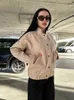 Kvinnorjackor Casual Fashion Solid Jacka Chic Standing Collar Long Sleeved Pocket Cientile Top 2024 Autumn Lady Elegant Warm Coat