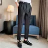 Mäns kostymer Fashions Slim Fit Formal Byxor Mens Autumn Winter High Quality Brand Business Casual Black Blue Stretch Long Pants 29-36
